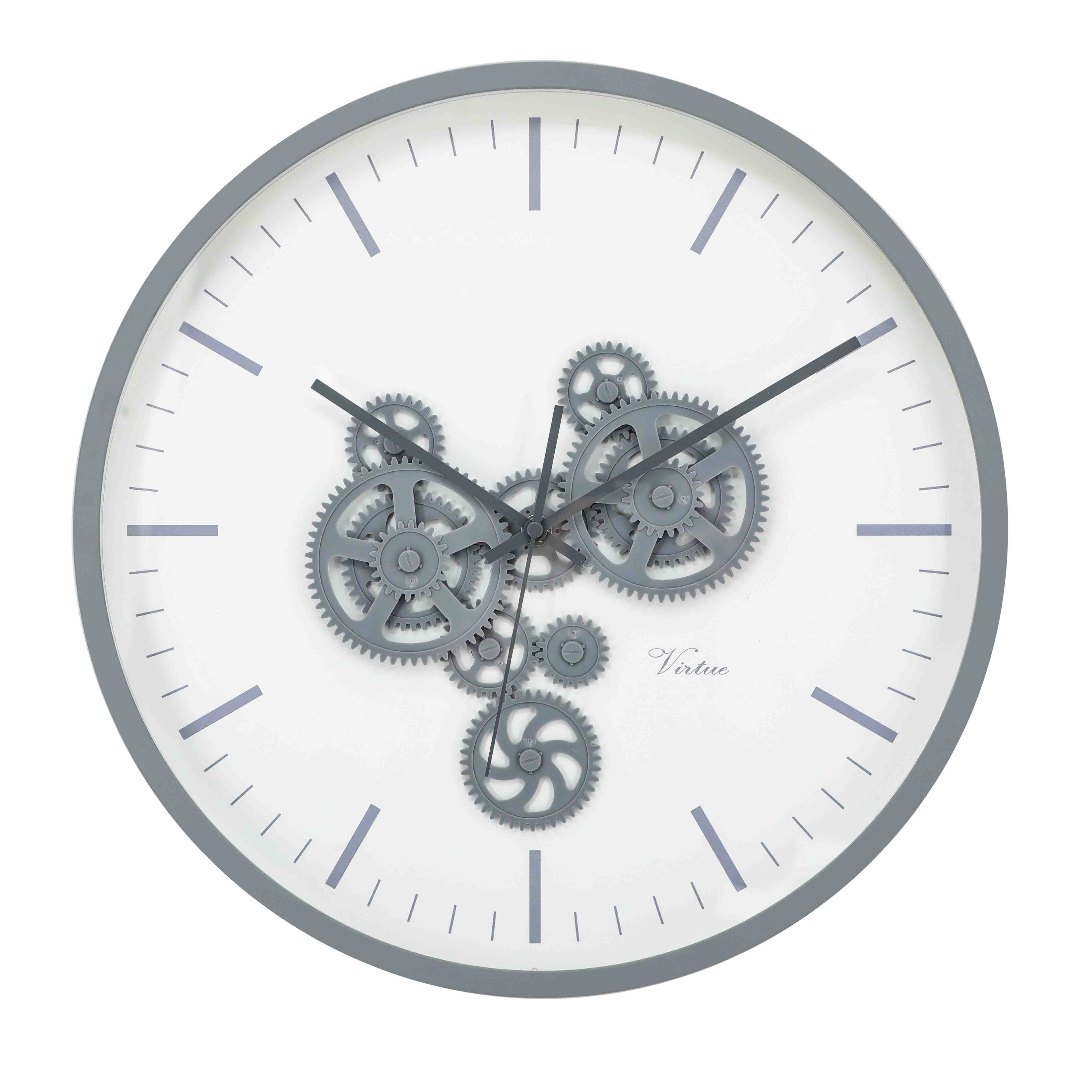 Industrial-style wall clock with Roman numerals