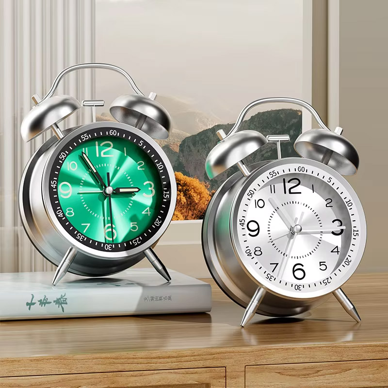 Modern Metal Ringing Alarm Clock for Students Creative Mechanical Small Desktop Clock Wake-Up Artifact for Kids Table Ornaments
