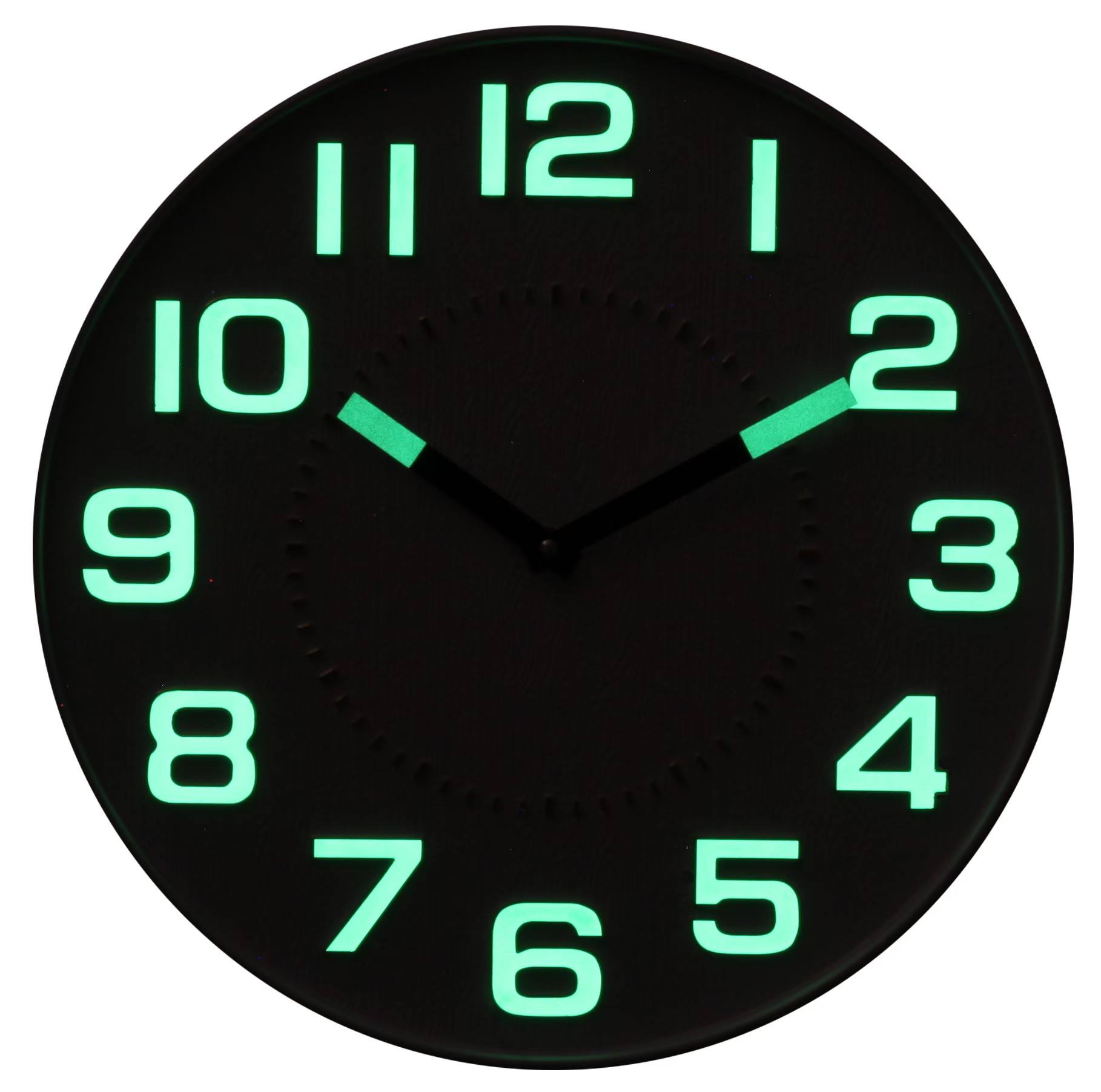 Glow in the Dark Decorative Wall Clock Rounded Shape Luminous and Eye-Catching