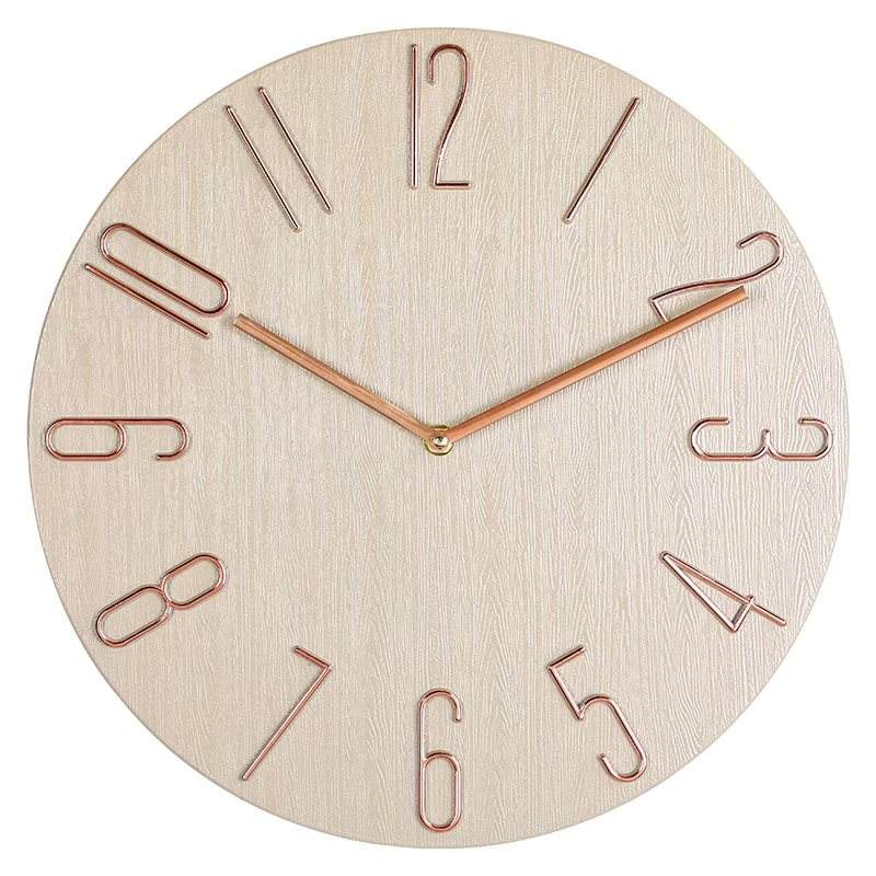 Plastic Wall Clocks Silent Non Ticking Modern Style embossed numbers clock for Home Office School Kitchen Bedroom Living Room