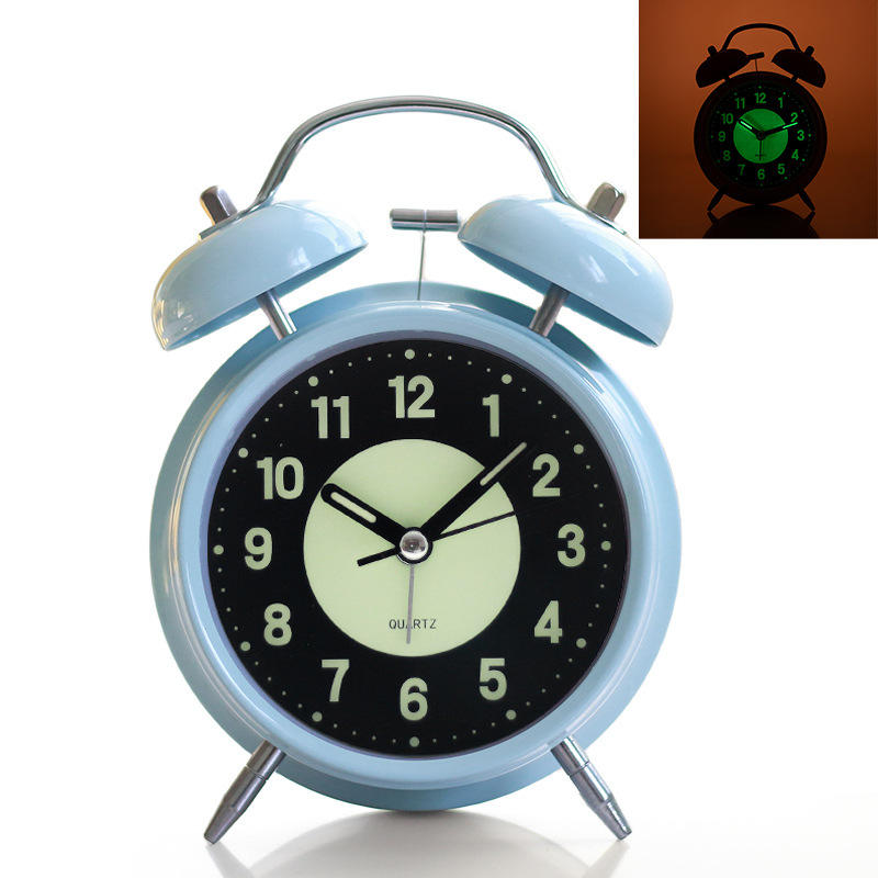 Super Loud Metal Ringtone Student Kids Wake up Alarm Clock Bedroom Bedside Pendulum Clock European Luminous Alarm Clock