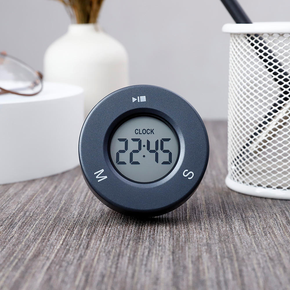 Round Small Digital Electronic Kitchen Timer with Alarm Function Powered by Batteries Plastic Banker's Kitchen Timer