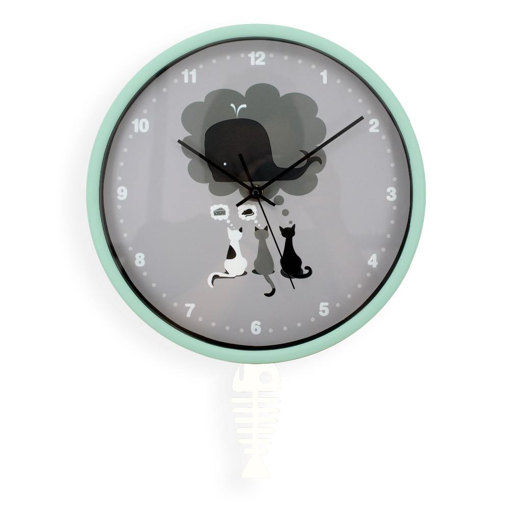 Plastic Wall Clock with Swing Pendulum