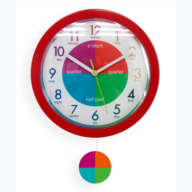 Plastic Wall Clock with Swing Pendulum