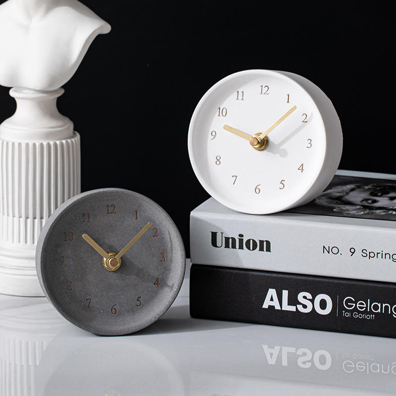 Nordic Simple Modern Cement Desk Clock Hotel Bedroom Bedside Home Fashion Decoration Ornament Alarm Clock