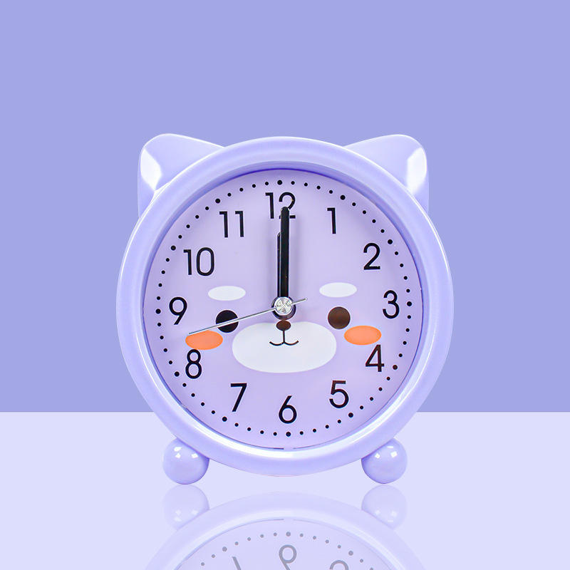 Gift Students Children Simple Fashion Silent Alarm Clock Bedside Bedroom Wake up Cute Cartoon Seat Clock