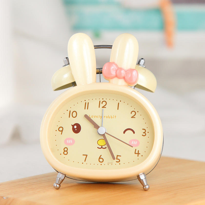 Ringing Noisy Students Children Bedside Night Light Sweep Seconds Silent Bedside Cartoon Night Light Rabbit Ringing Alarm Clock