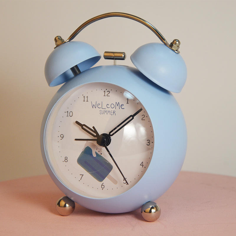 3 Inch Arc Ringing Alarm Clock Loud Lazy Metal Creative Clock Silent Bedroom Desktop Student Snooze Desk Clock