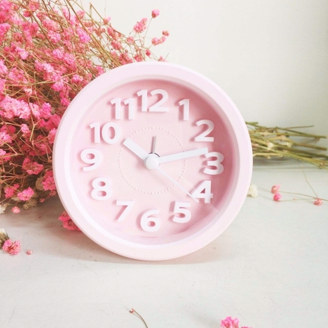 Scandinavian Creative Alarm Children Students Bedside Living Room Bedroom Round Macaroon Stereo Digital Alarm Clock