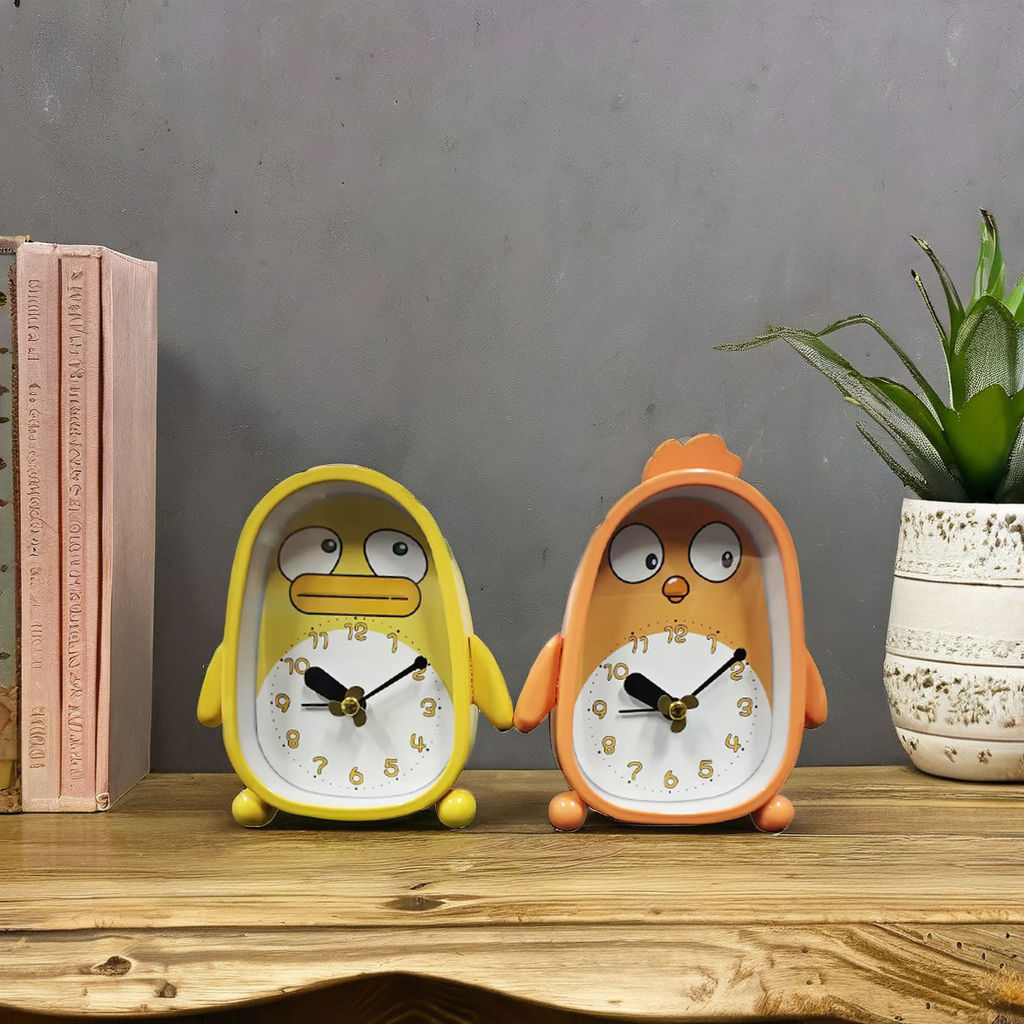 Koda Duck Alarm Clock Creative Bedside Cute Children Cartoon Mute Pendulum Students with Simple Desk Clock