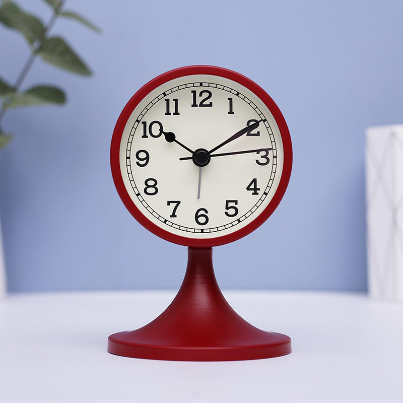 Creative New Simple European Living Room Home Bedroom Decoration Round Mute Metal Alarm Clock