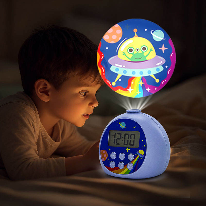 Customized Diagram Trending Kids Smart Sleep Trainer LCD Night Light Projector Desk Alarm Clock Timer Digital Display Plastic