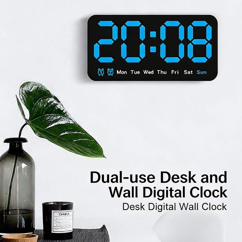 Modern Square High Quality Plastic LED Digital Desk Wall Alarm Clock with Date/Week/Time Display USB Charging Port