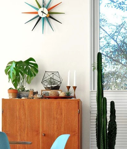 Fun retro wall clock in contemporary home
